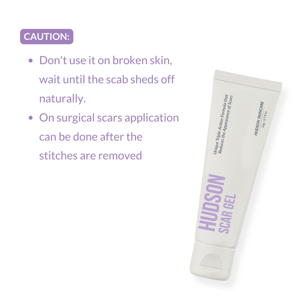 Hudson Scar Gel tube with usage instructions on a white background